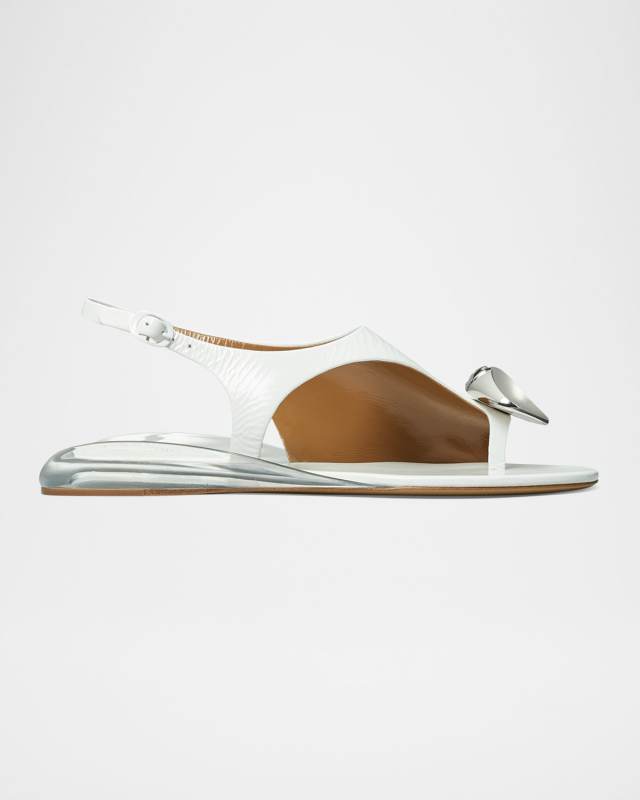 Patos Leather Pressed Coin Slingback Sandals